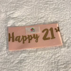 Pink and gold Happy 21st birthday sash